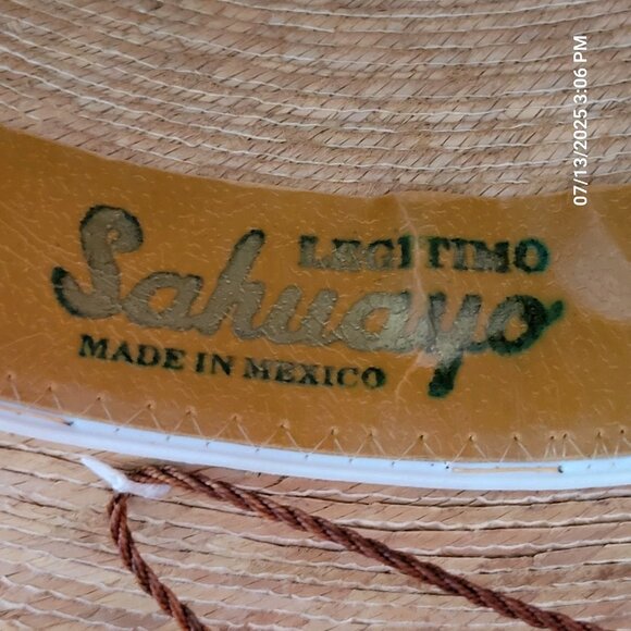 Sahuayo Legitimo Straw Hat Adjustable Rope Chin Strap Western Wide Brim 7 1/8 - Picture 7 of 7